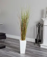 Nearly Natural Artificial Grass Plant in White Tower Ceramic