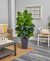 Nearly Natural 5' Large Leaf Philodendron Artificial Plant in Slate Planter - Real Touch