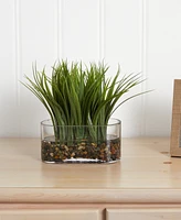 Nearly Natural Vanilla Grass Artificial Plant in Oval Vase