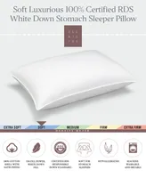 Ella Jayne White Down 100% Certified Rds Soft Density Stomach Sleeper Pillow