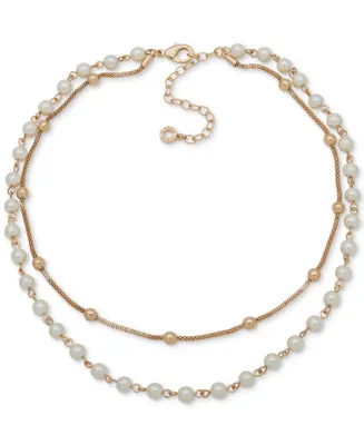 Anne Klein Gold-Tone Imitation-Pearl Multi-Row Necklace, 16" + 3" extender