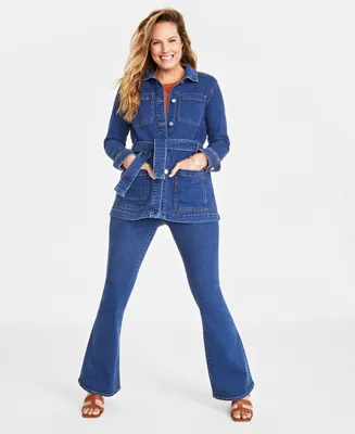 On 34th Women's Belted Denim Wrap Jacket, Created for Macy's
