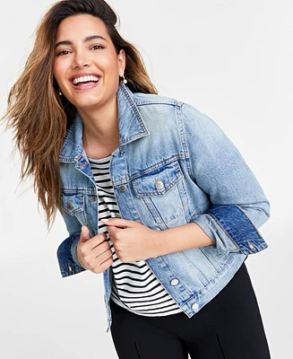 On 34th Women's Classic Denim Trucker Jacket, Created for Macy's