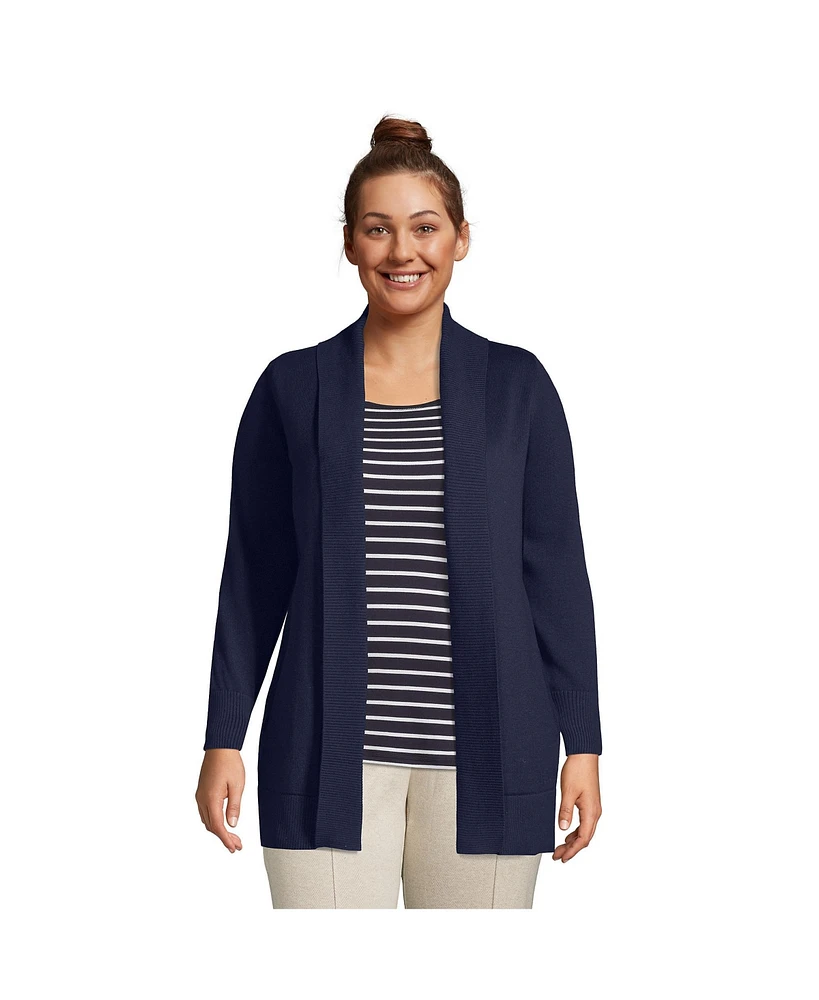 Lands' End Plus Size Cotton Modal Shawl Collar Cardigan Sweater