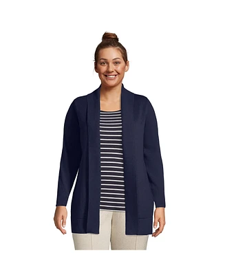 Lands' End Plus Cotton Modal Shawl Collar Cardigan Sweater