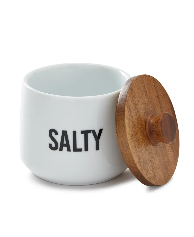 The Cellar Core Ceramic Salt Cellar with Acacia Wood, Created for Macy's
