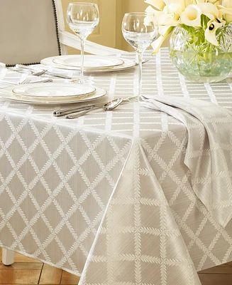 Lenox Laurel Leaf Oval Platinum Tablecloth, 70 x 104