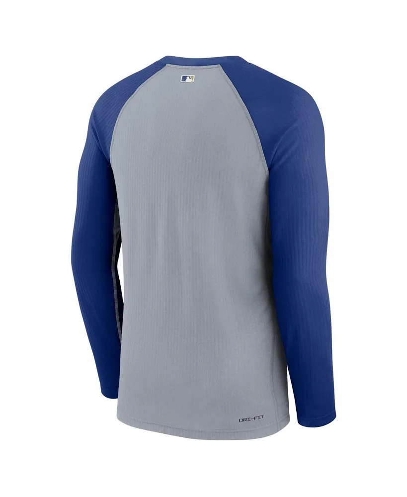 Men's Nike Gray Kansas City Royals Authentic Collection Game Raglan Performance Long Sleeve T-shirt