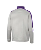 Men's Colosseum Gray, Purple Kansas State Wildcats Bushwood Fleece Quarter-Zip Jacket