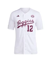 Men's adidas #12 White Texas A&M Aggies Team Baseball Jersey