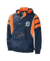 Men's Starter Navy Detroit Tigers Impact Hoodie Half-Zip Jacket