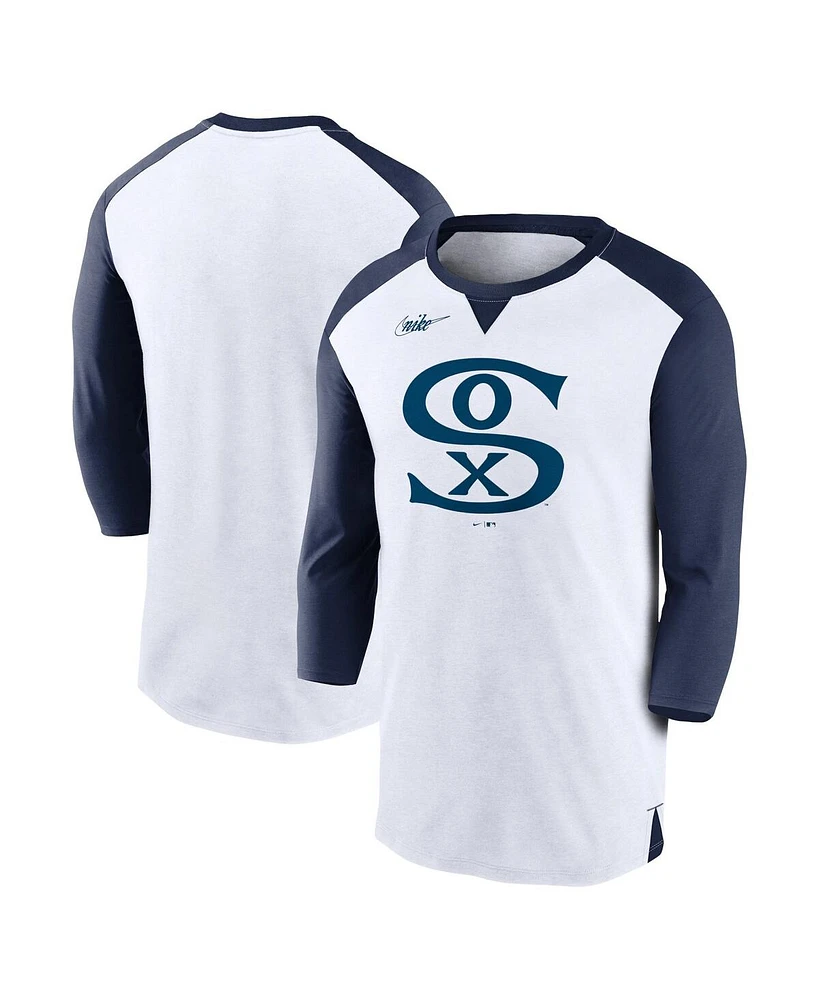 Men's Nike White, Navy Chicago White Sox Rewind 3/4-Sleeve T-shirt