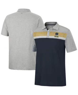 Men's Colosseum Navy, Heathered Gray Notre Dame Fighting Irish Caddie Polo Shirt