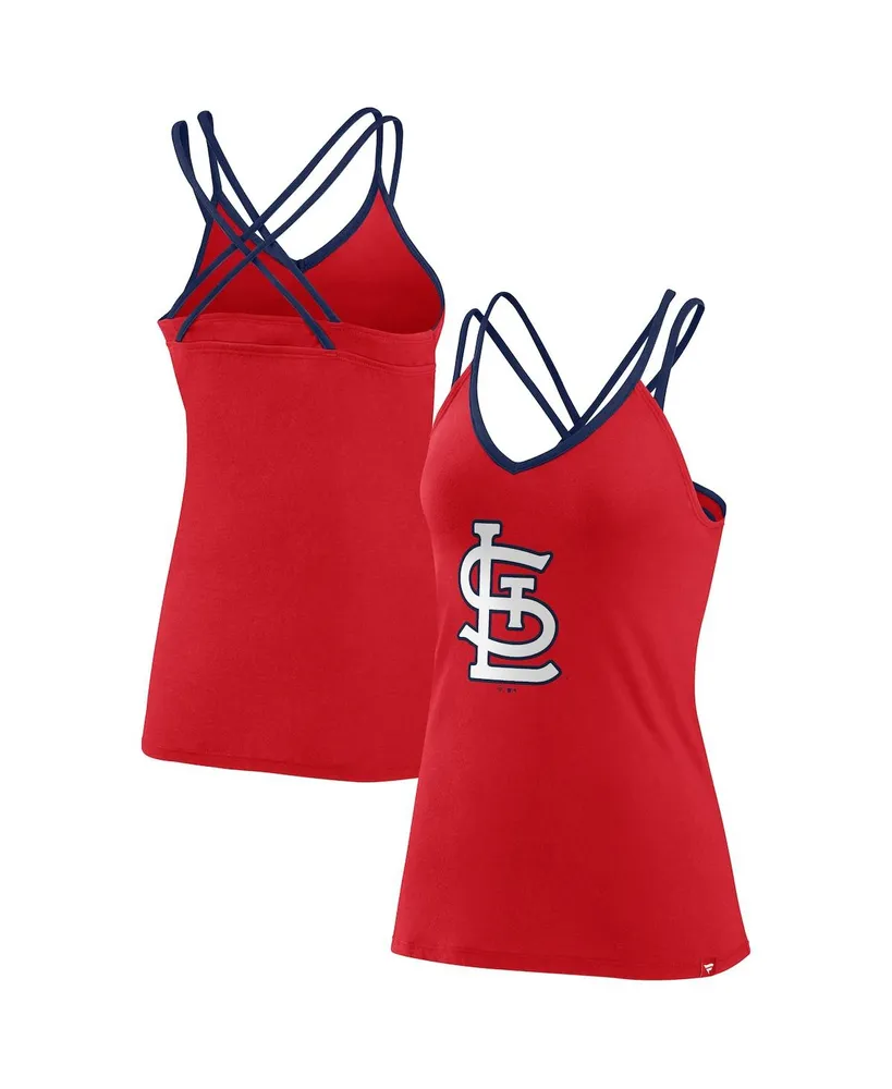 Women's Fanatics Red St. Louis Cardinals Barrel It Up Cross Back V-Neck Tank Top