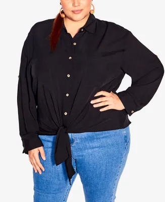 City Chic Plus Size Tropical Tie Top