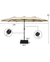 15 Ft Patio Double Sided Umbrella Outdoor Market