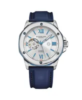 Stuhrling Men's Legacy Blue Rubber , Silver-Tone Dial , 50mm Round Watch