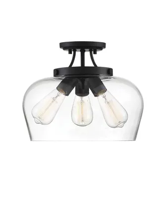 Savoy House Octave 3-Light Semi-Flush with Clear Glass (13" W x 11" H)