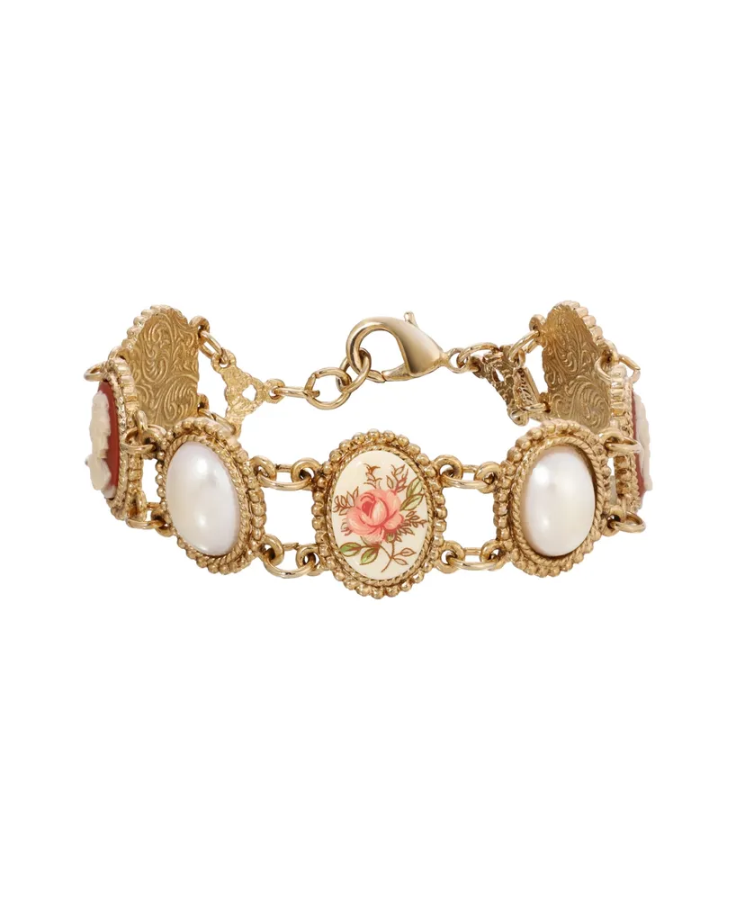 2028 Imitation Pearl Cameo Bracelet