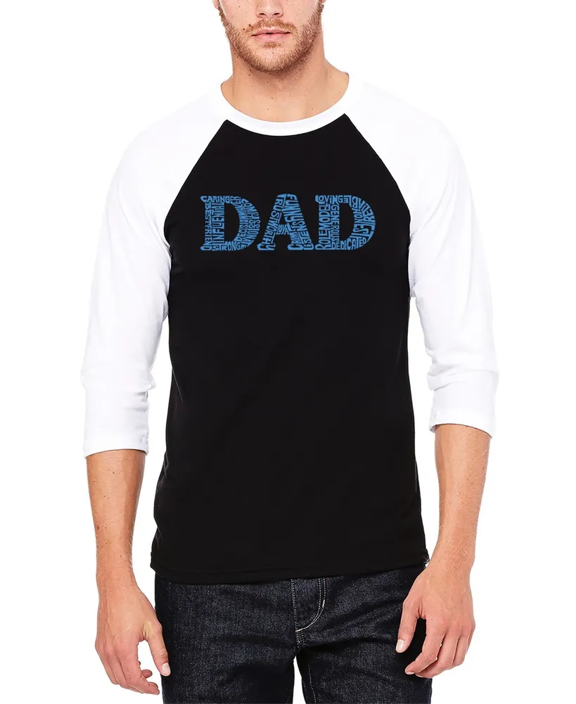 La Pop Art Men's Dad Raglan Baseball Word T-shirt