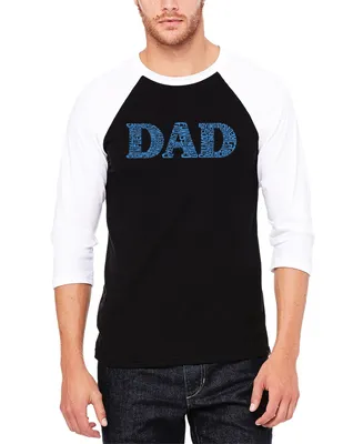 La Pop Art Men's Dad Raglan Baseball Word T-shirt