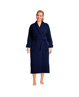 Lands' End Women's Plus Cotton Terry Long Spa Bath Robe