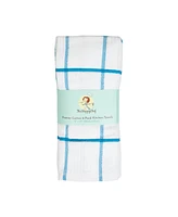 Sloppy Chef Premier Kitchen Towels (Set of 6), 3 Solid Color Towels and 3 White Towels with Matching Pattern, 15x25 in., Soft Ringspun Cotton, Striped