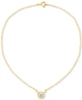 Forever Grown Diamonds Lab-Created Diamond Bezel Soltiare 18" Pendant Necklace (1/5 ct. t.w.) in 14k Gold-Plated Sterling Silver - Gold