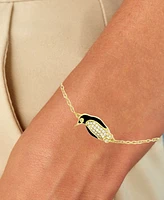 Cubic Zirconia & Black Enamel Penguin Bolo Bracelet