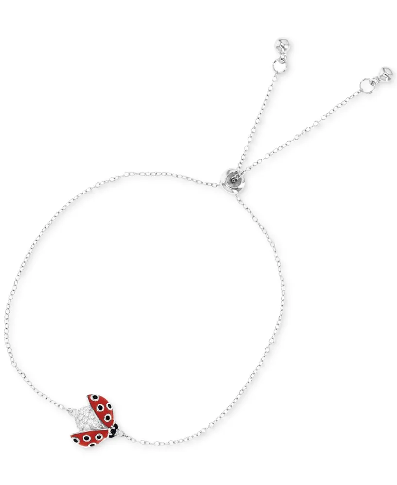 Cubic Zirconia & Enamel Ladybug Bolo Bracelet