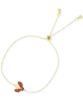 Cubic Zirconia & Enamel Ladybug Bolo Bracelet