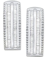 Diamond Baguette Hoop Earrings (1/2 ct. t.w.) In Sterling Silver or 14K Gold-Plated Sterling Silver