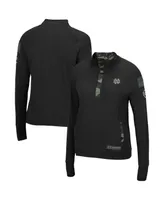 Women's Colosseum Black Notre Dame Fighting Irish Oht Military-Inspired Appreciation Depth Raglan Quarter-Snap Jacket