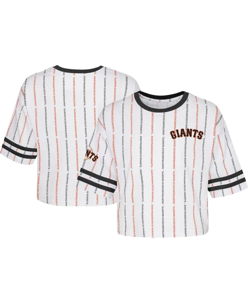 Big Girls White San Francisco Giants Ball Striped T-shirt