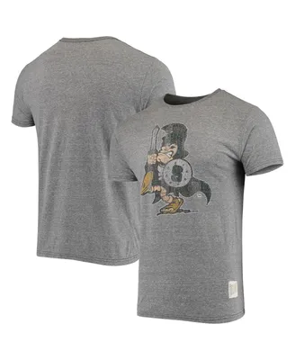 Men's Original Retro Brand Heathered Gray Michigan State Spartans Vintage-Inspired Logo Tri-Blend T-shirt