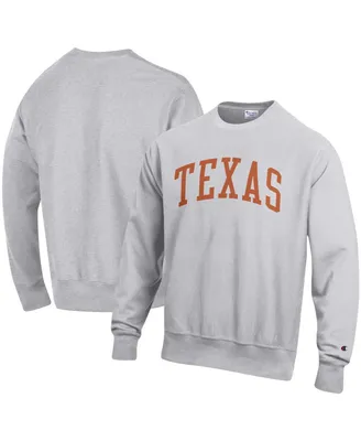 Men's Champion Heathered Gray Texas Longhorns Arch Reverse Weave Pullover Sweatshirt