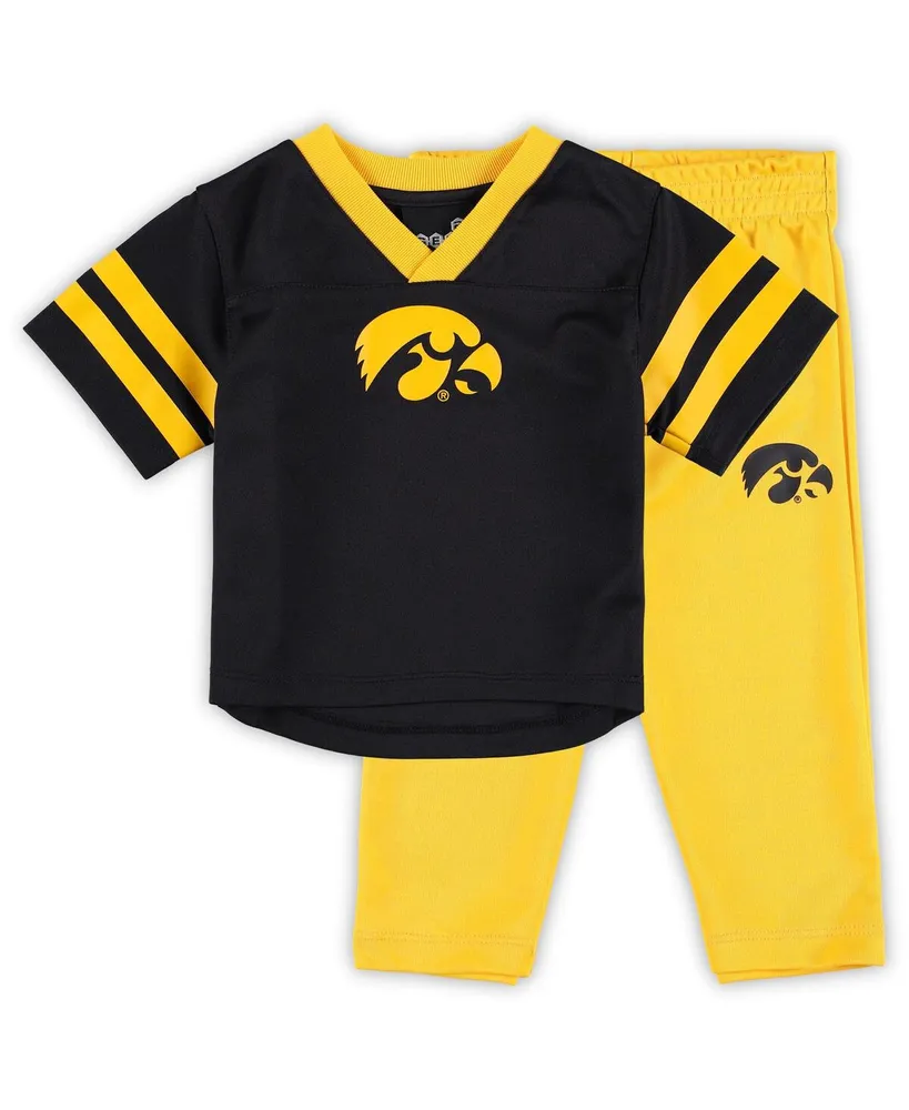 Infant Boys and Girls Black, Gold Iowa Hawkeyes Red Zone Jersey and Pants Set