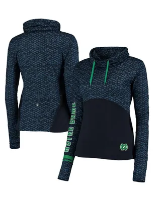 Women's Colosseum Navy Notre Dame Fighting Irish Scaled Cowl Neck Pullover Hoodie