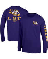 Men's Champion Purple Lsu Tigers Team Stack Long Sleeve T-shirt