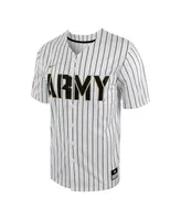 Men's Nike White, Black Army Knights Pinstripe Replica Full-Button Baseball Jersey