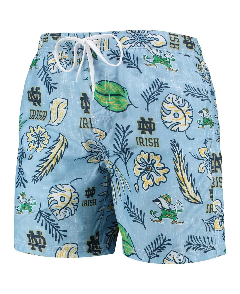 Men's Wes & Willy Light Blue Notre Dame Fighting Irish Vintage-Inspired Floral Swim Trunks