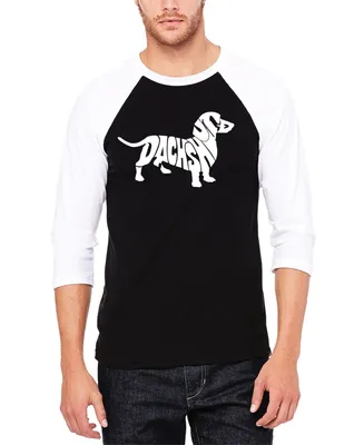 La Pop Art Men's Raglan Sleeves Dachshund Baseball Word T-shirt
