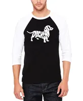 La Pop Art Men's Raglan Sleeves Dachshund Baseball Word T-shirt