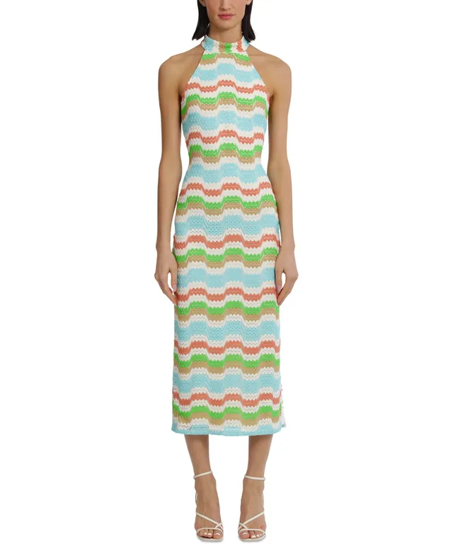 donna morgan crochet dress Crochet Donna Morgan Halter Dress Knee Length Dresses For Ladies Women Pallas Pink Lace Trim Crochet Mermaid Maxi Dress