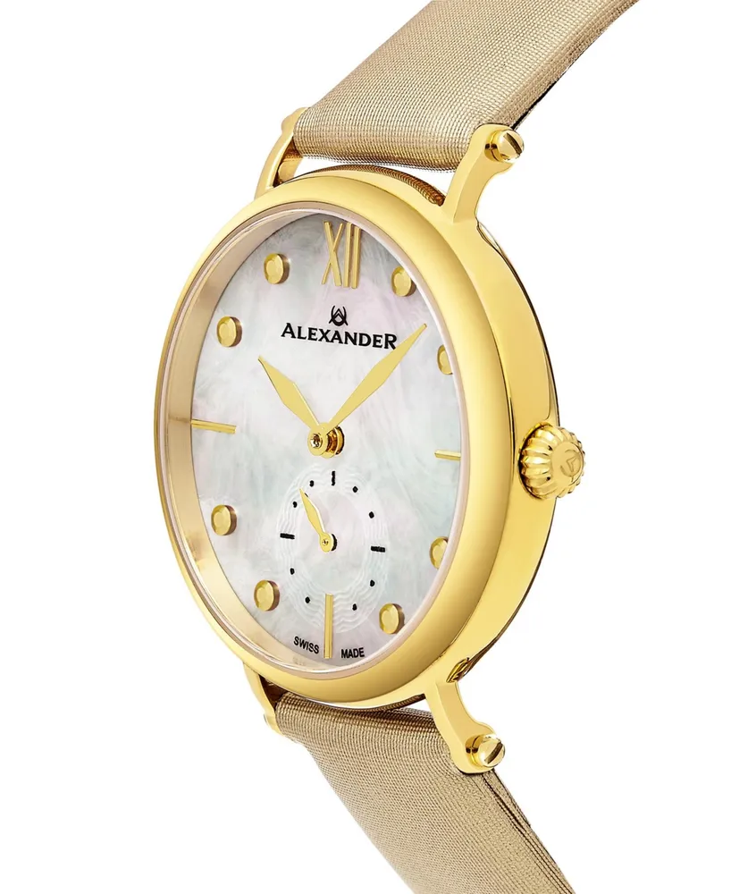 Alexander Women's Roxana Brown Leather , Mother of Pearl Dial , 34mm Round Watch