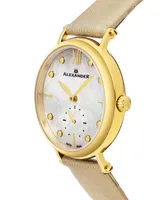 Alexander Women's Roxana Brown Leather , Mother of Pearl Dial , 34mm Round Watch