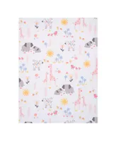 Lambs & Ivy Jazzy Jungle White Fleece Safari Animals Soft Baby Blanket