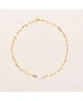 Joey Baby 18K Gold Plated Chain with Flower Shap of a Mother of Pearl Charm - Fafa Necklace 17" For Women