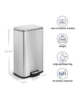 8 Gal./30 Liter Rectangular Stainless Steel step-on Trash Can for kitchen