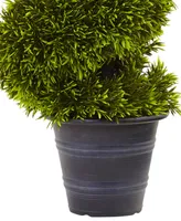 Nearly Natural 3' Artificial Grass Spiral Topiary with Decorative Planter